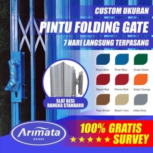 Pintu Folding Gate Slat Besi Rangka Standard