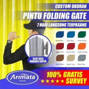 Pintu Folding Gate Slat Besi Rangka Super