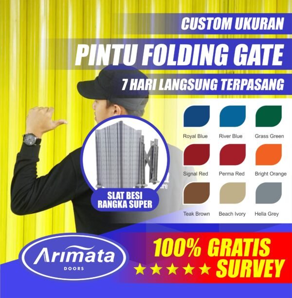 Pintu Folding Gate Slat Besi Rangka Super