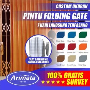 Pintu Folding Gate Slat Galvalum Rangka Standard