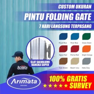 Pintu Folding Gate Slat Galvalum Rangka Super